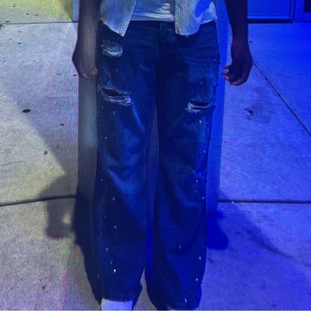 BoohooMAN flared Blue Denim Jeans